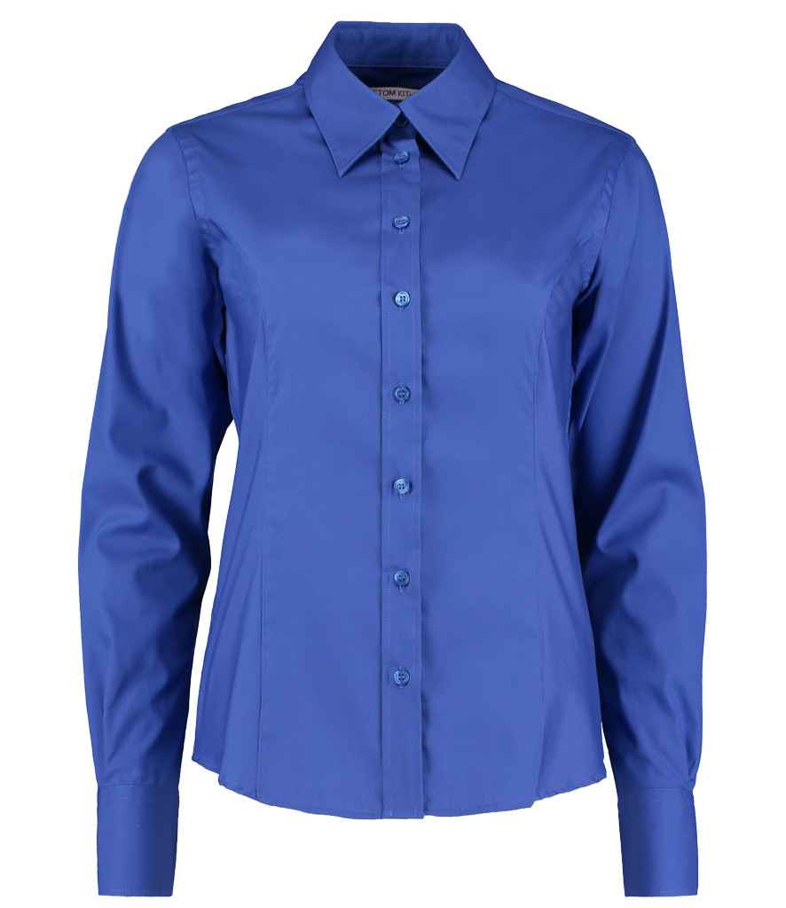 Kustom Kit Ladies Premium Long Sleeve Tailored Oxford Shirt - Royal Blue