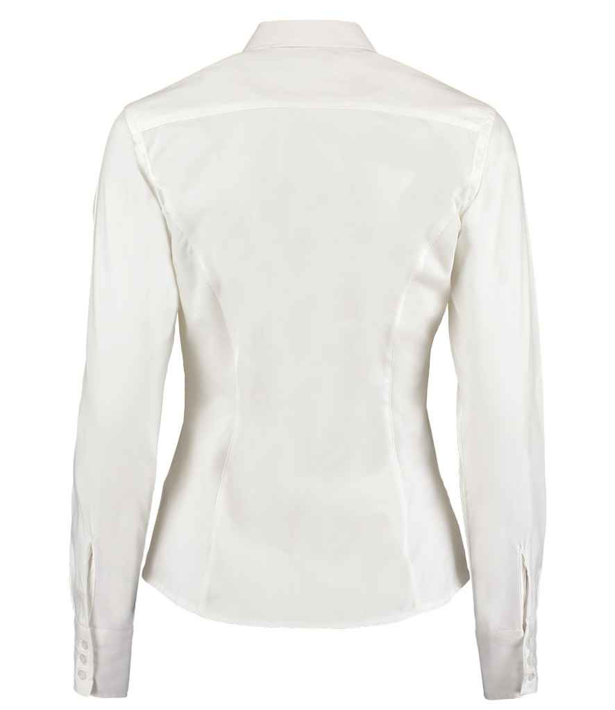 Kustom Kit Ladies Premium Long Sleeve Tailored Oxford Shirt - White