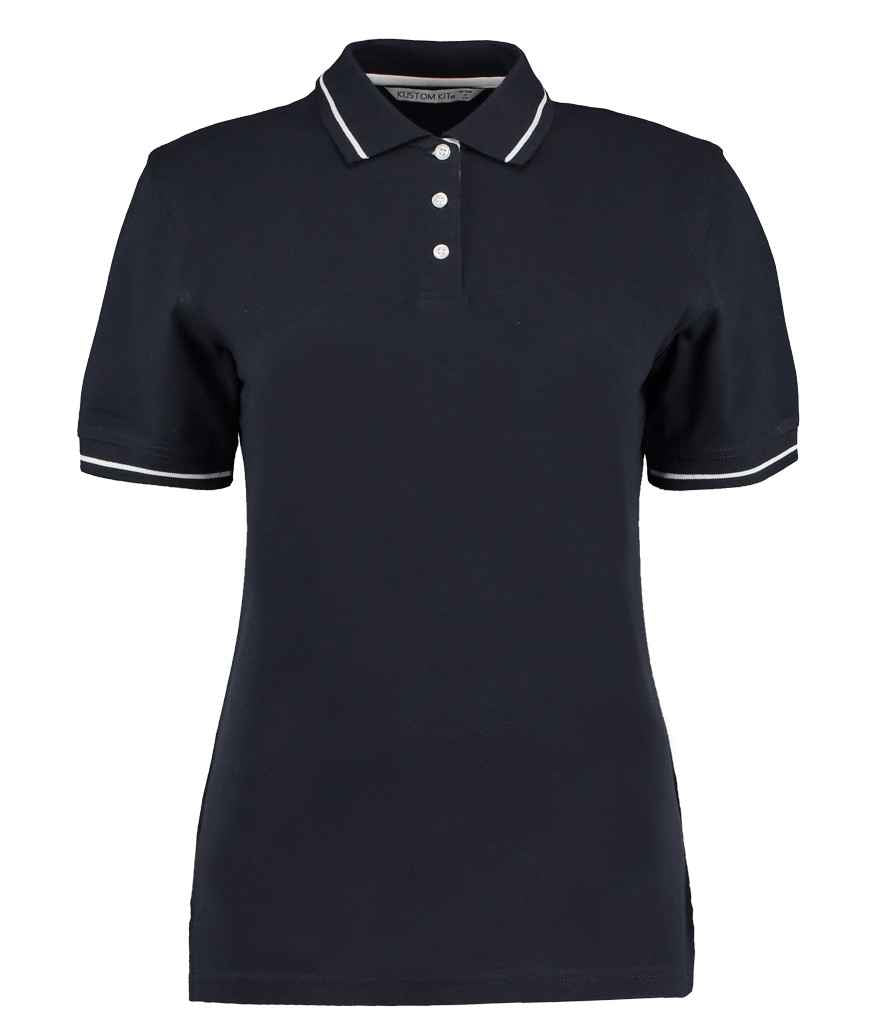 Kustom Kit Ladies St Mellion Tipped Cotton Piqué Polo Shirt - Navy/White