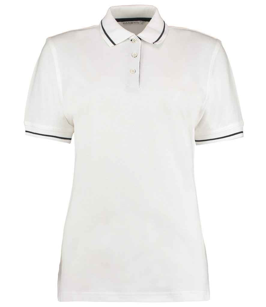 Kustom Kit Ladies St Mellion Tipped Cotton Piqué Polo Shirt - White/Navy