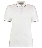 Kustom Kit Ladies St Mellion Tipped Cotton Piqué Polo Shirt - White/Navy