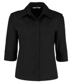 Kustom Kit Ladies 3/4 Sleeve Tailored Continental Shirt - Black