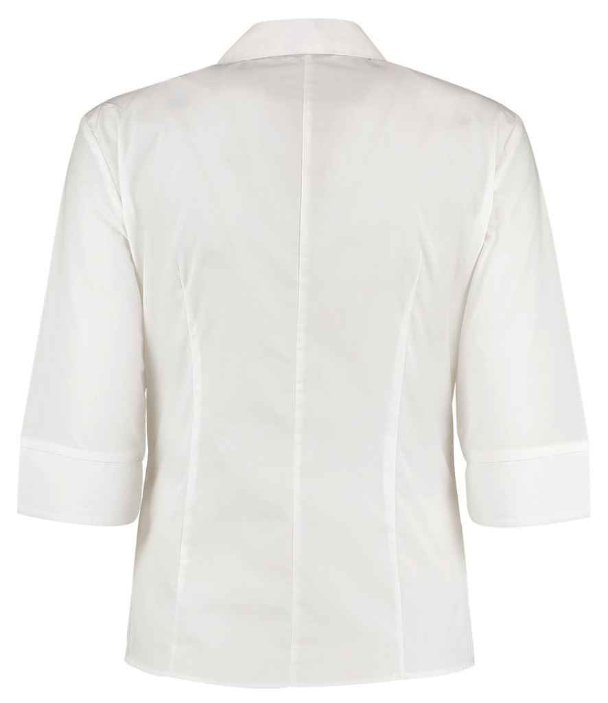 Kustom Kit Ladies 3/4 Sleeve Tailored Continental Shirt - White