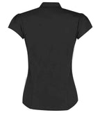 Kustom Kit Ladies Cap Sleeve V Neck Tailored Continental Blouse - Black