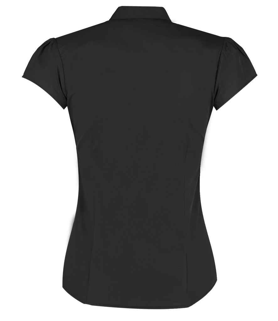 Kustom Kit Ladies Cap Sleeve V Neck Tailored Continental Blouse - Black