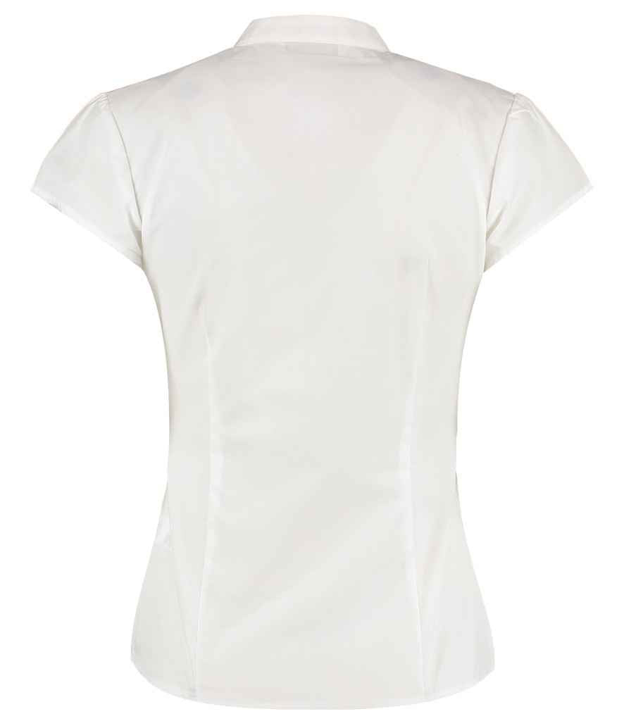 Kustom Kit Ladies Cap Sleeve V Neck Tailored Continental Blouse - White