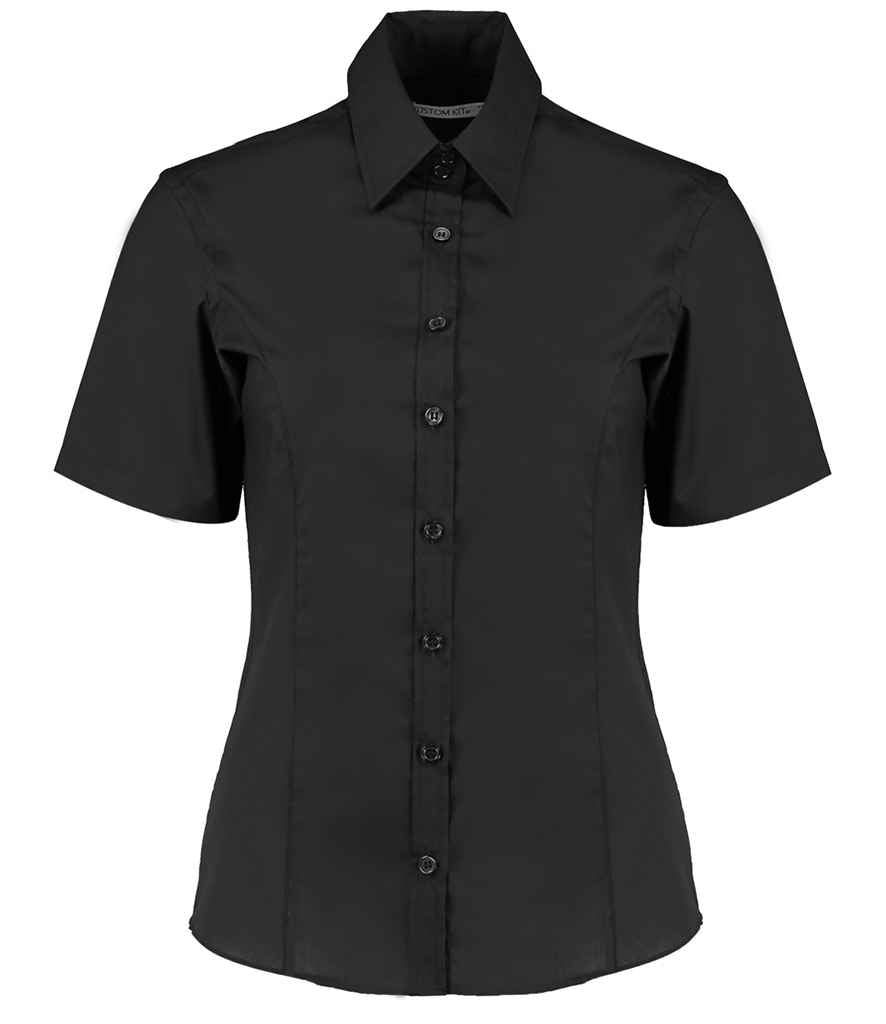 Kustom Kit Ladies Short Sleeve Tailored Business Shirt - Black