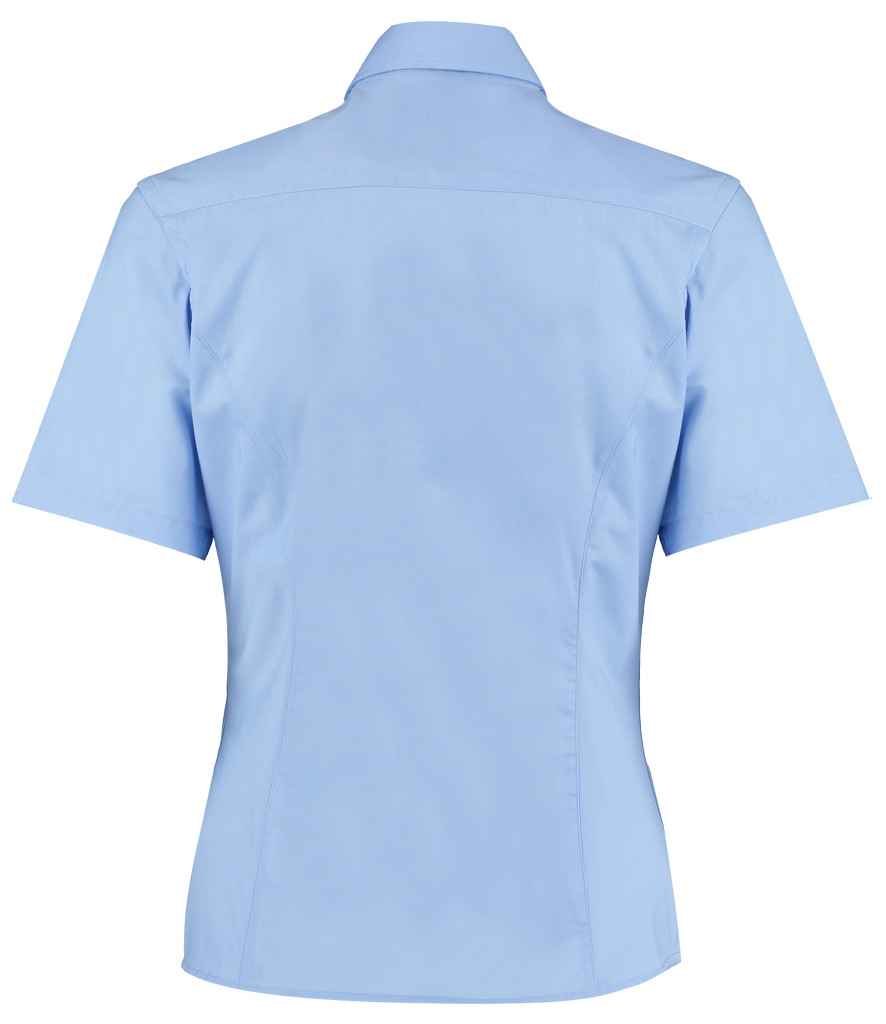 Kustom Kit Ladies Short Sleeve Tailored Business Shirt - Light Blue
