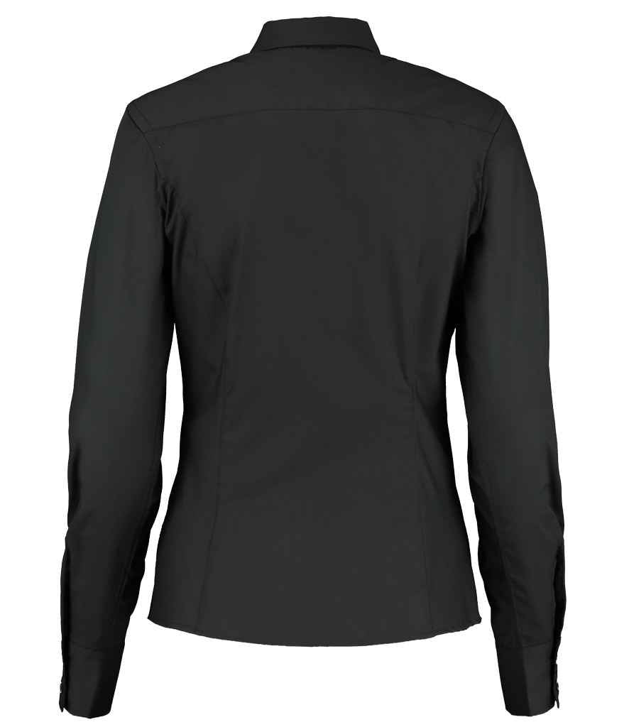 Kustom Kit Ladies Long Sleeve Tailored Business Shirt - Black