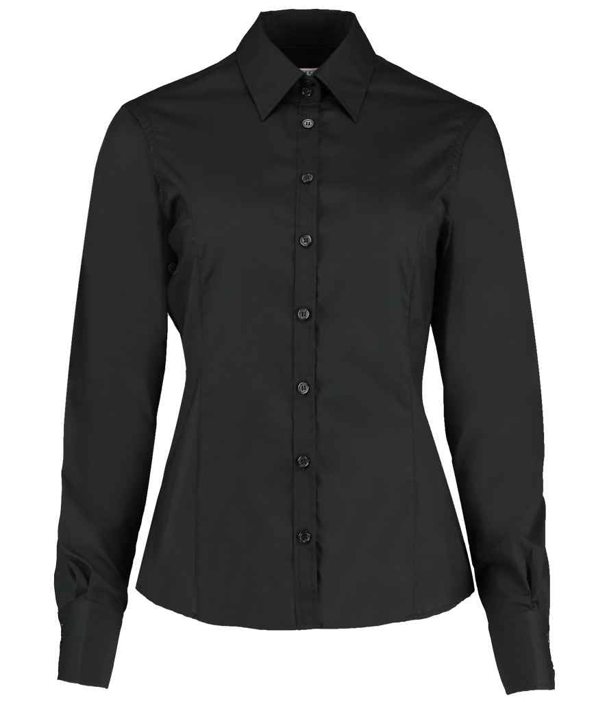 Kustom Kit Ladies Long Sleeve Tailored Business Shirt - Black