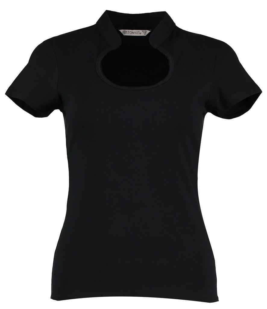 Kustom Kit Ladies Keyhole Neck Corporate Top - Black