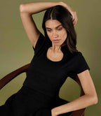 Kustom Kit Ladies Keyhole Neck Corporate Top - Black