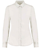 Kustom Kit Ladies Long Sleeve Tailored Stretch Oxford Shirt - White