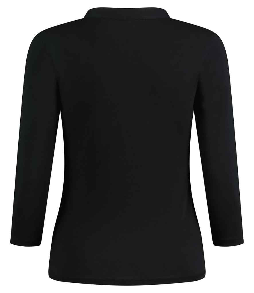 Kustom Kit Ladies 3/4 Sleeve Mandarin Collar Top - Black