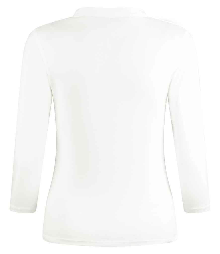 Kustom Kit Ladies 3/4 Sleeve Mandarin Collar Top - White