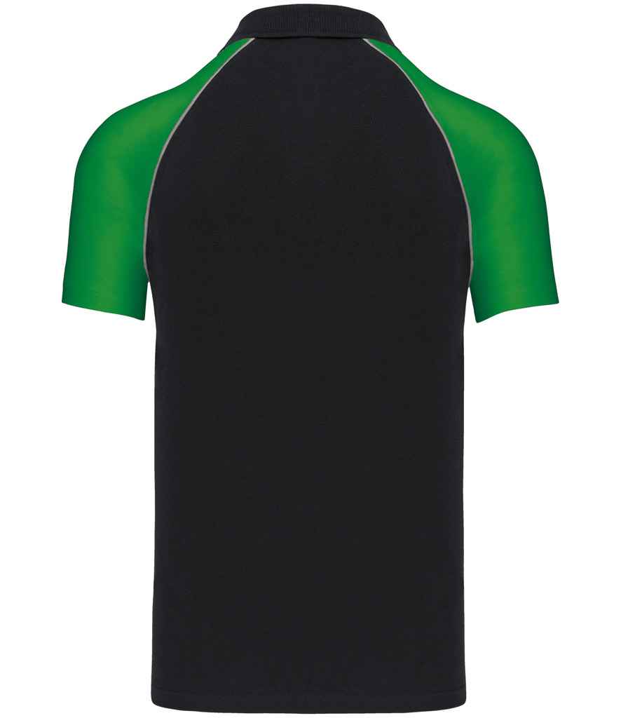 Kariban Baseball Cotton Piqué Polo Shirt - Black/Green