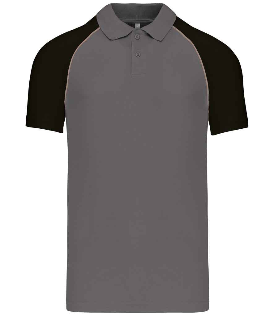 Kariban Baseball Cotton Piqué Polo Shirt - Slate Grey/Black