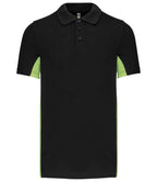 Kariban Flag Poly/Cotton Piqué Polo Shirt - Black/Lime Green