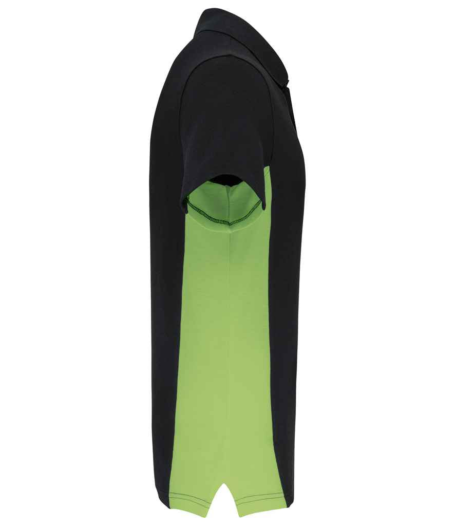 Kariban Flag Poly/Cotton Piqué Polo Shirt - Black/Lime Green