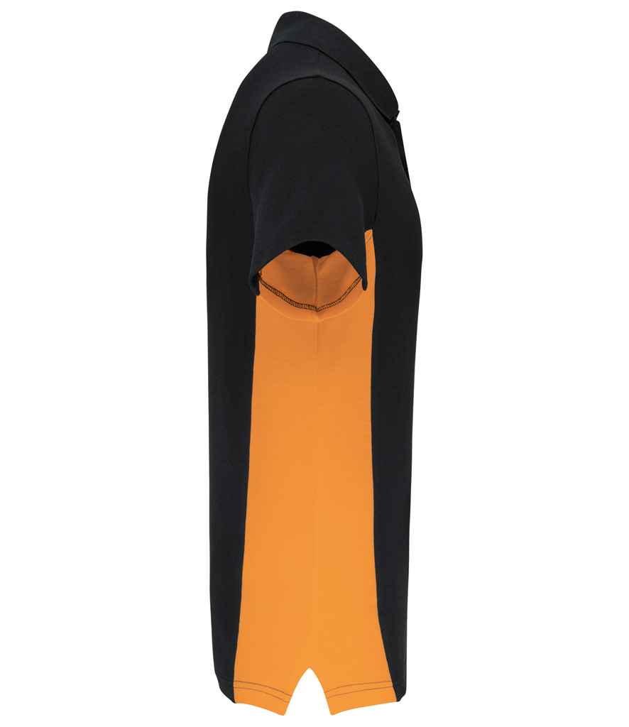 Kariban Flag Poly/Cotton Piqué Polo Shirt - Black/Orange