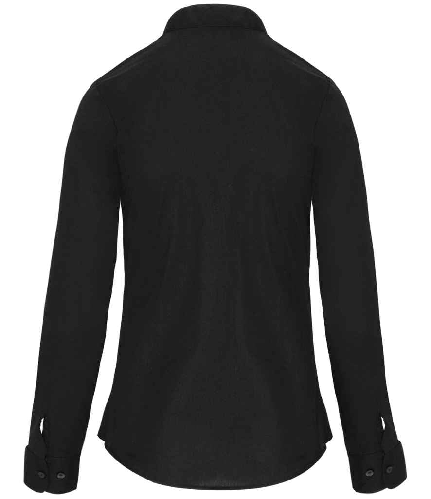 Kariban Ladies Long Sleeve Mandarin Collar Shirt - Black