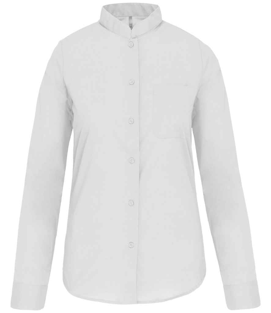 Kariban Ladies Long Sleeve Mandarin Collar Shirt - White