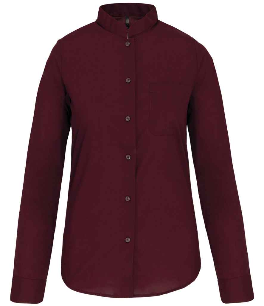 Kariban Ladies Long Sleeve Mandarin Collar Shirt - Wine