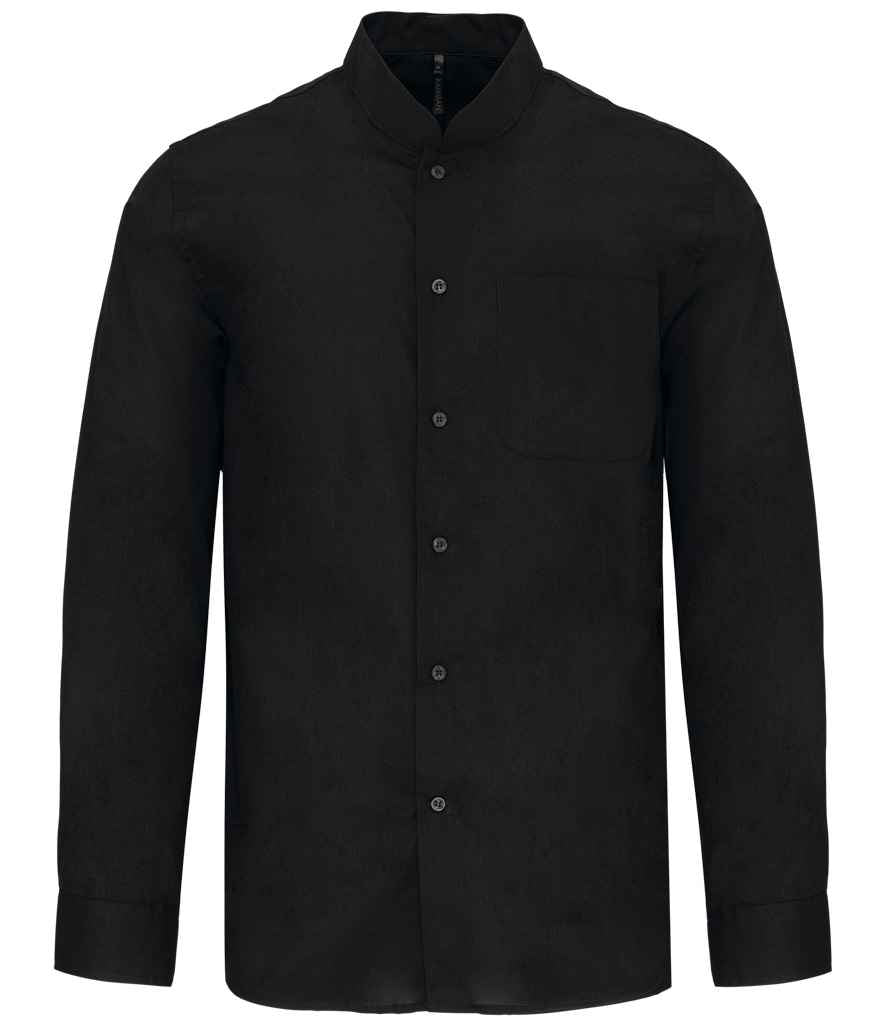 Kariban Long Sleeve Mandarin Collar Shirt - Black