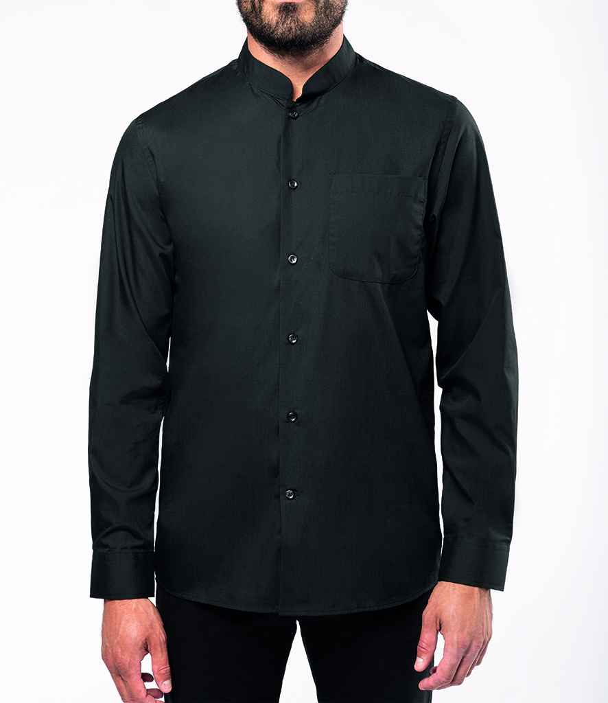 Kariban Long Sleeve Mandarin Collar Shirt - Black