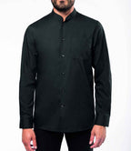 Kariban Long Sleeve Mandarin Collar Shirt - Black