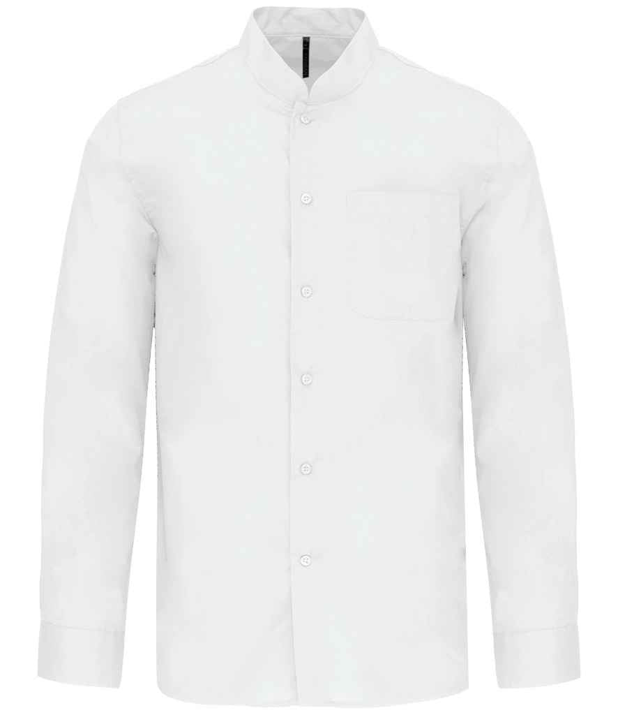 Kariban Long Sleeve Mandarin Collar Shirt - White