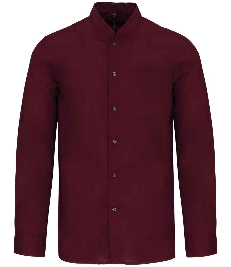 Kariban Long Sleeve Mandarin Collar Shirt - Wine