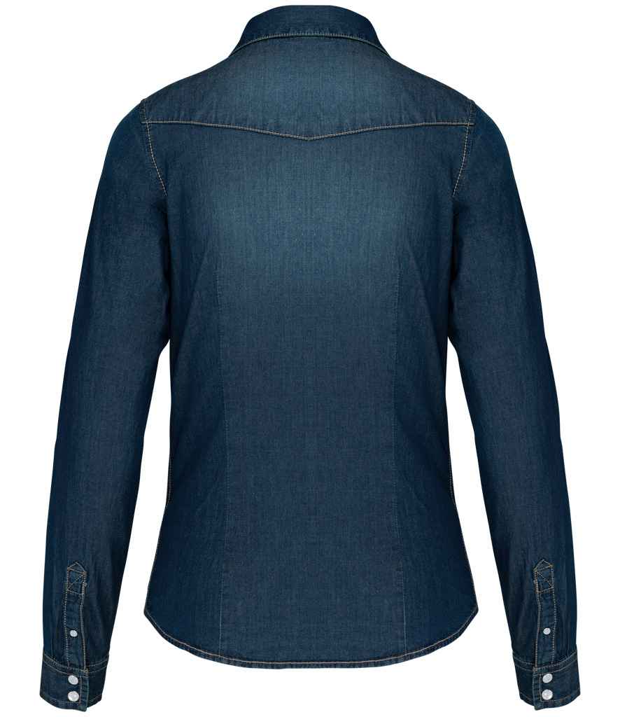 Kariban Ladies Long Sleeve Denim Shirt - Blue Jean