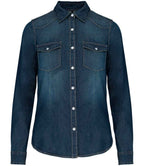Kariban Ladies Long Sleeve Denim Shirt - Blue Jean