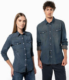 Kariban Ladies Long Sleeve Denim Shirt - Blue Jean