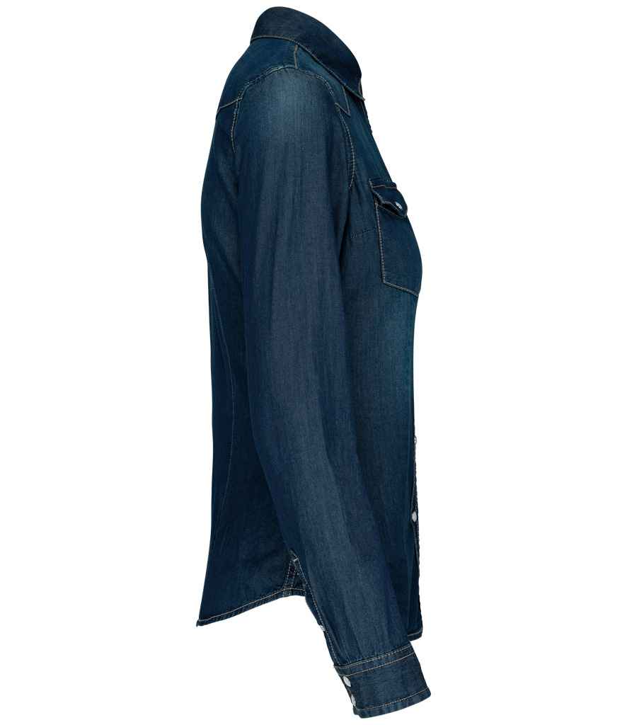 Kariban Ladies Long Sleeve Denim Shirt - Blue Jean