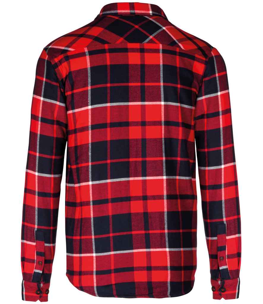 Kariban Sherpa Lined Checked Shirt Jacket - Red/Navy