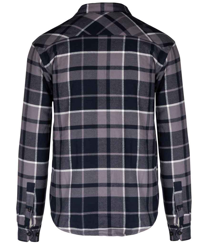 Kariban Sherpa Lined Checked Shirt Jacket - Storm Grey/Navy