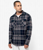 Kariban Sherpa Lined Checked Shirt Jacket - Storm Grey/Navy