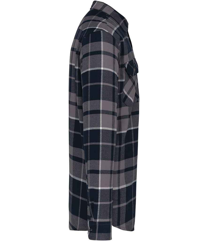 Kariban Sherpa Lined Checked Shirt Jacket - Storm Grey/Navy