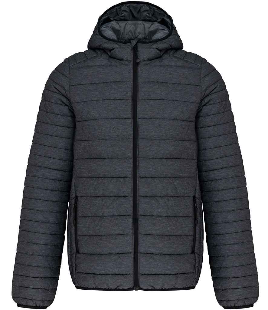 Kariban Lightweight Hooded Padded Jacket - Marl Dark Grey