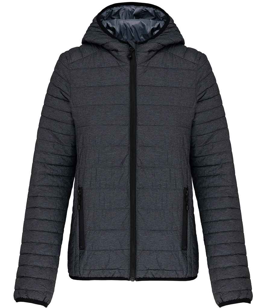 Kariban Ladies Lightweight Hooded Padded Jacket - Marl Dark Grey