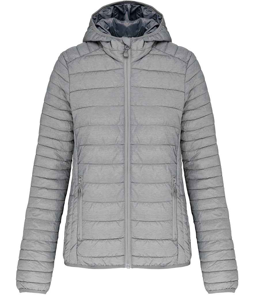 Kariban Ladies Lightweight Hooded Padded Jacket - Marl Silver
