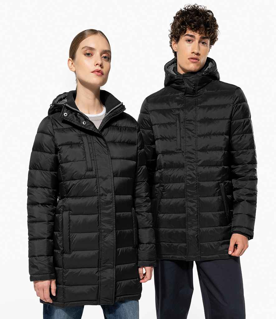 Kariban Lightweight Long Padded Parka Jacket - Black