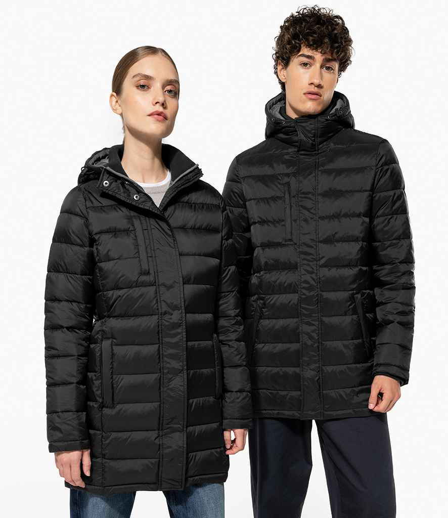 Kariban Ladies Lightweight Long Padded Parka Jacket - Black