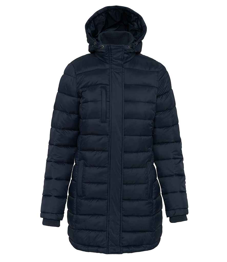 Kariban Ladies Lightweight Long Padded Parka Jacket - Navy