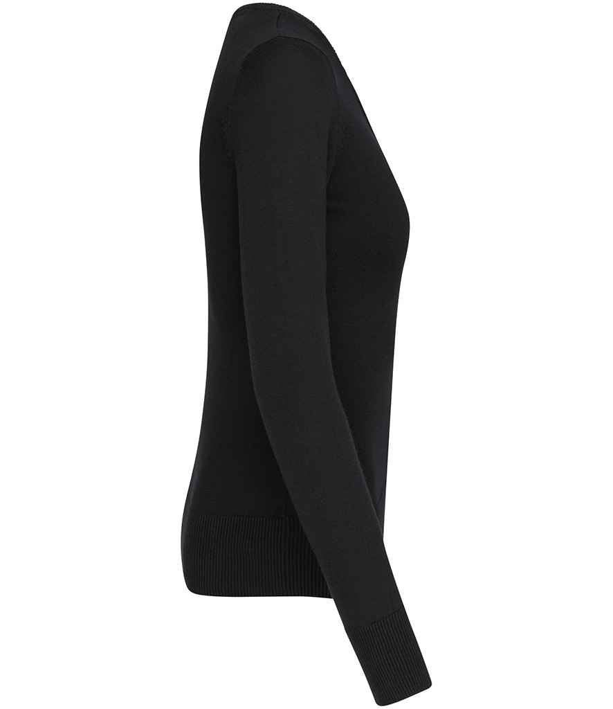 Kariban Ladies Cotton Acrylic V Neck Sweater - Black