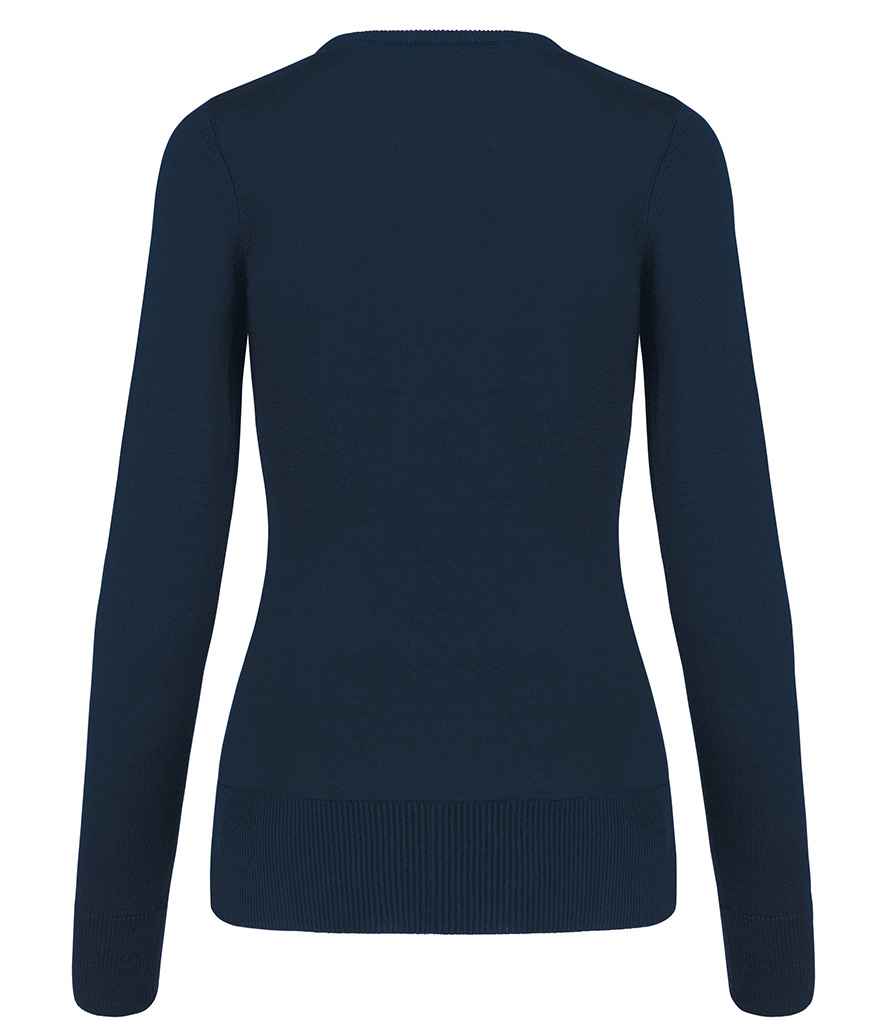 Kariban Ladies Cotton Acrylic V Neck Sweater - Navy
