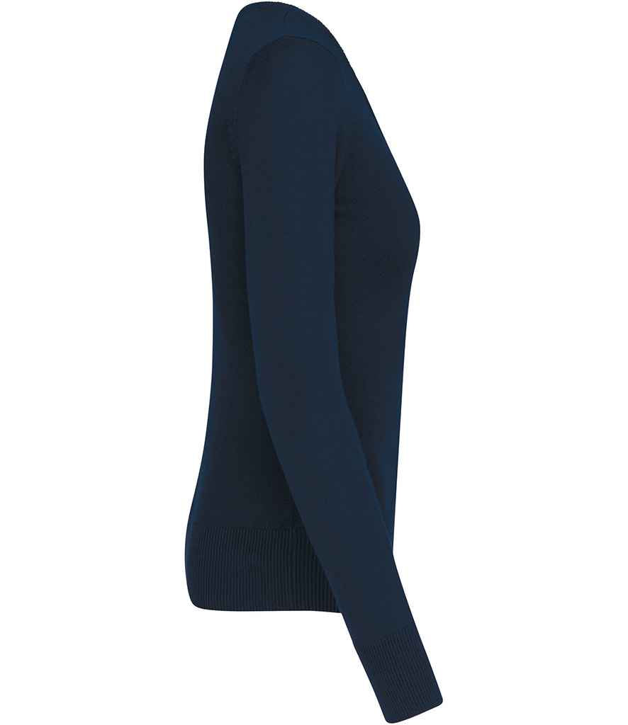 Kariban Ladies Cotton Acrylic V Neck Sweater - Navy