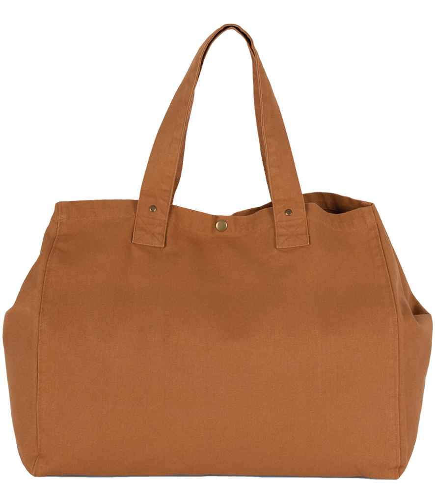 Kimood Faded Cotton Shopper - Washed Caramel Coffee